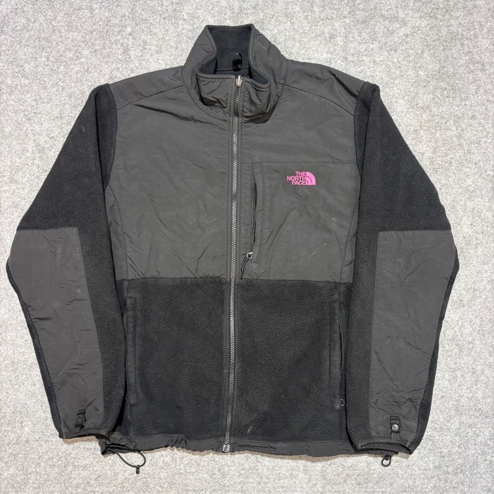 The North Face Denali Fleece Jacket Black Pink Ribbon Breast Cancer Awareness L